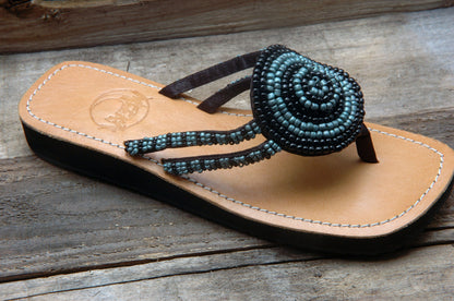 Ashley Sandal - Black/Turquoise- Sizes 7 SALE