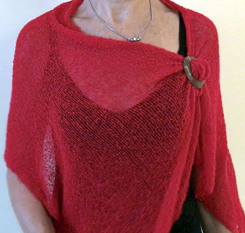 Knit Poncho Top - Red